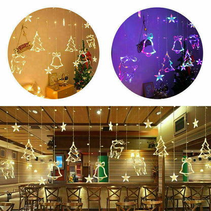 Guirnalda de hadas LED para ventana, cortina de luces, estrella, Navidad, fiesta de Navidad, hogar, interior