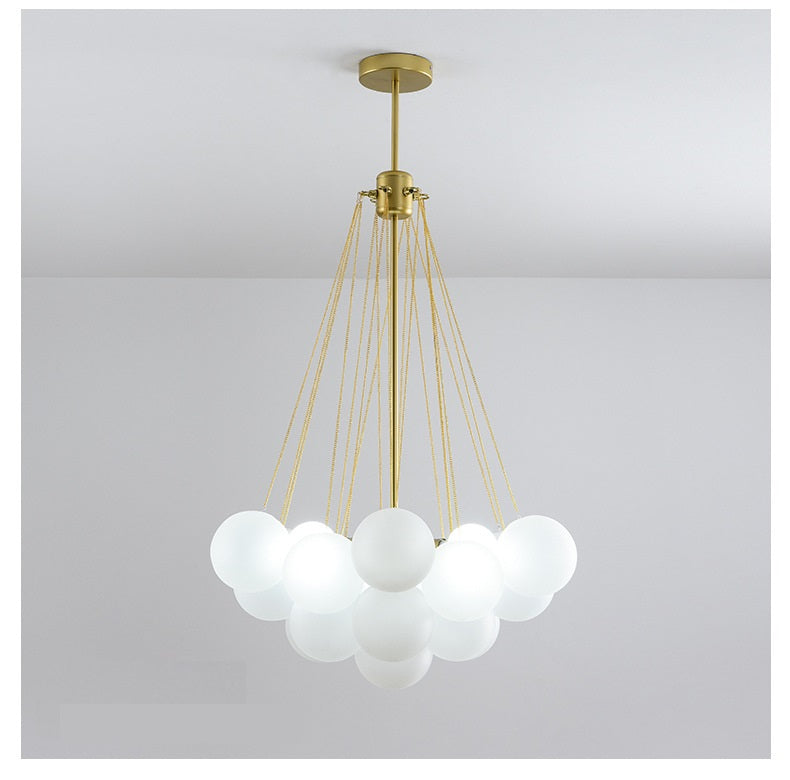 Creative Light Luxury Ball White Glass Bubble Post-modern Living Room Pendant Lamp