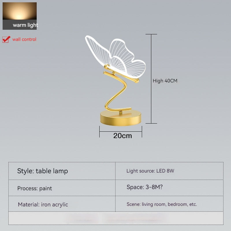 Lampe de table décorative en forme de papillon, lumière moderne et créative, de luxe, à utiliser au chevet du lit