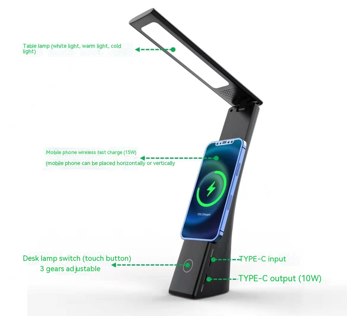 Plastic Foldable Table Lamp Wireless Charging Bracket Personalized Creative Multifunctional Three-in-one