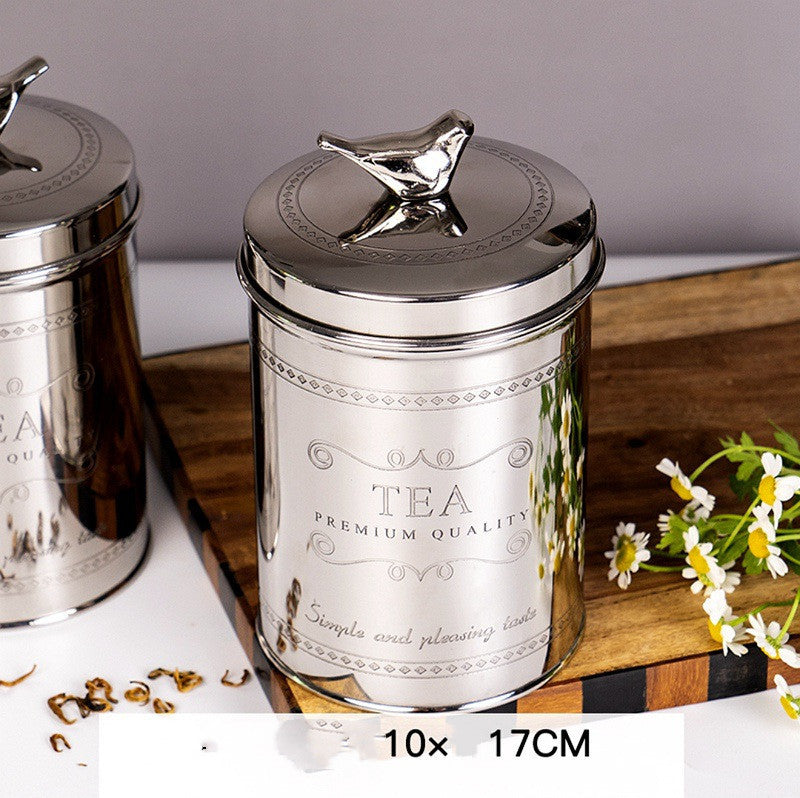 Tarro de almacenamiento de vidrio de Metal, latas de café, té, suministros de cocina, decoración de mesa