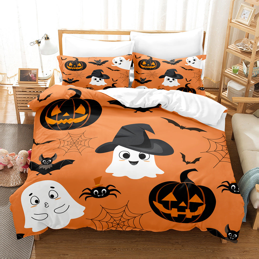 Ensemble de literie de vacances, drap de lit série Halloween, trois pièces