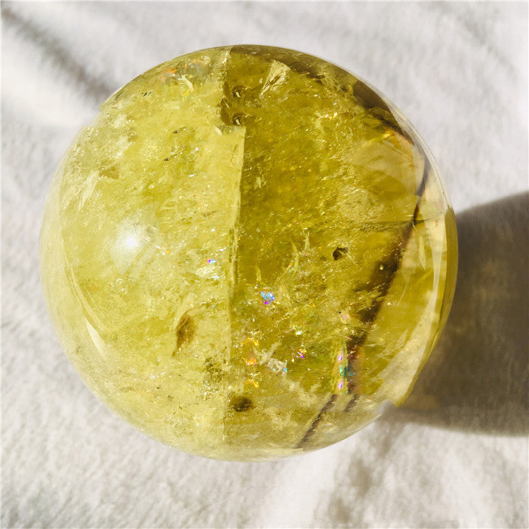 Citrine Ball Decoration Rough Stone Polished Home Office