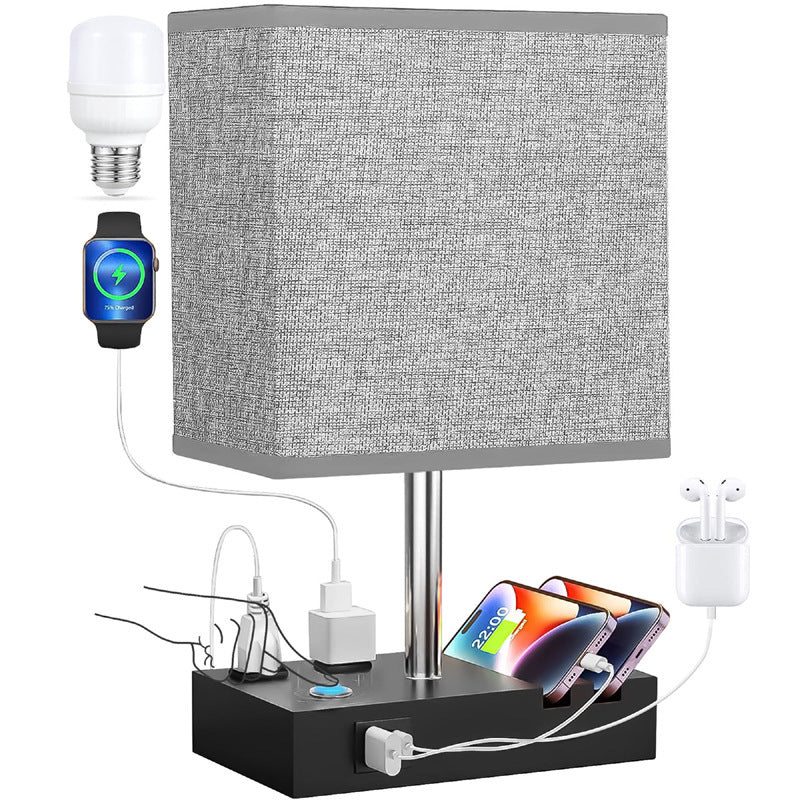 Lampe de table rectangulaire tactile en tissu USB