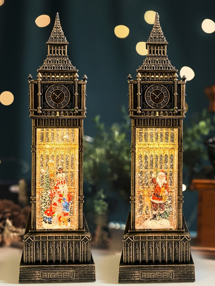 Décorations de Noël vieil homme bonhomme de neige Big Ben ornements rétro