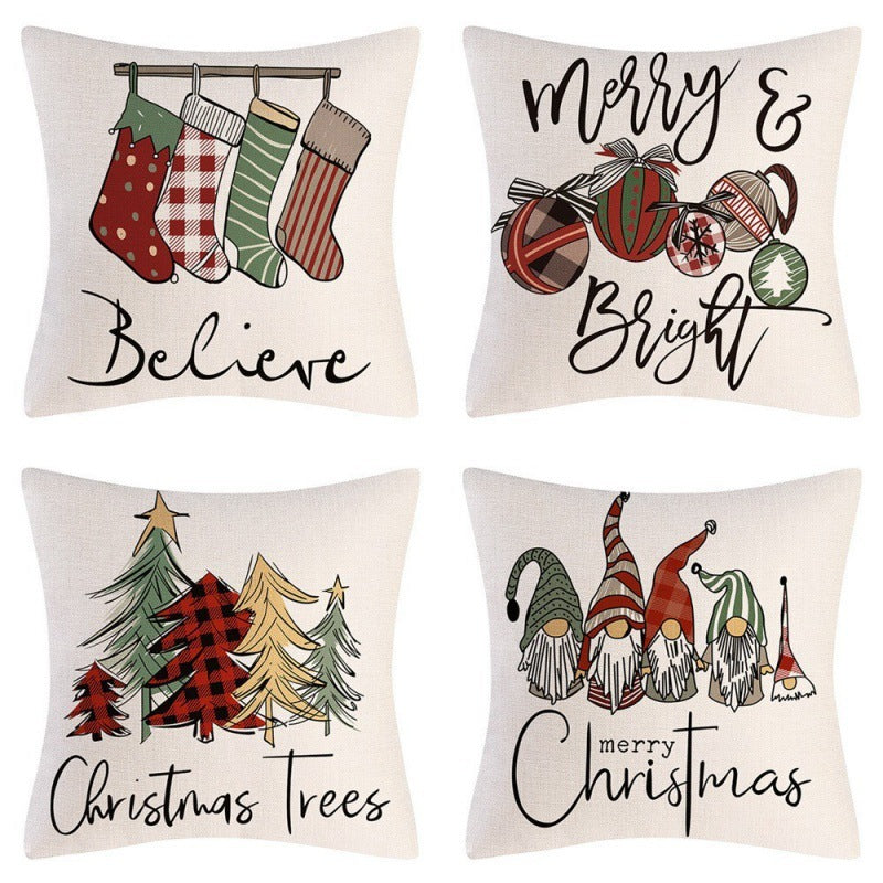 Home Decoration Christmas Pillow Cover Four-piece Set