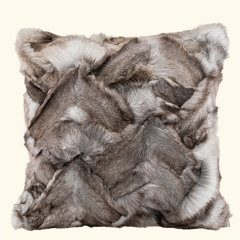 Home Fashion Gray Curry Color Fox Fur Pillowcase