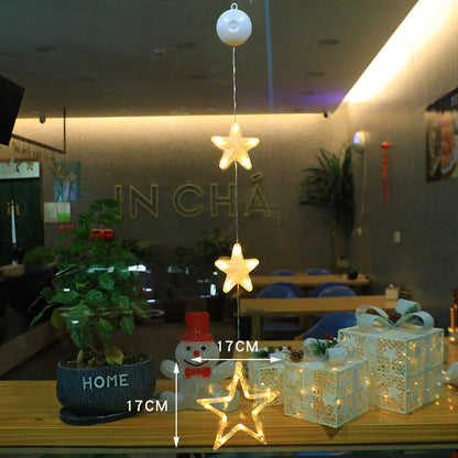 3 piezas de luces LED de Navidad con forma de estrella para colgar en el árbol de Navidad, lámpara con ventosa, adornos para ventanas, decoración para el hogar, Navidad, Año Nuevo, decoraciones navideñas