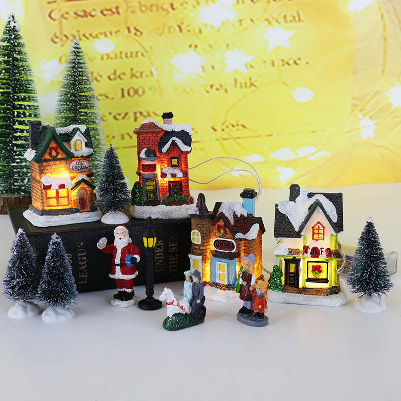 Christmas Decorations Resin Small House Micro Landscape Ornaments