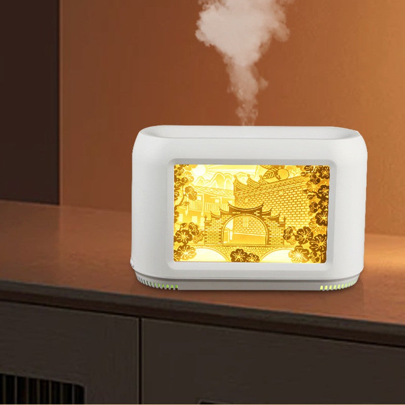 Humidificateur de boîte à lumière découpé en papier 400 ml, décoration de maison à brouillard épais