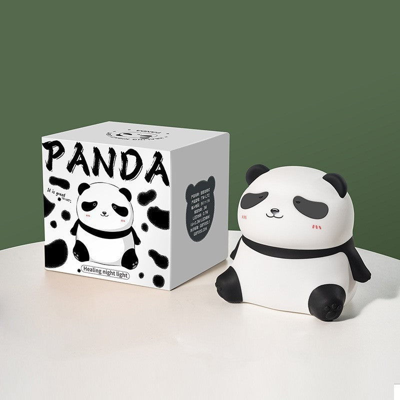 Lámpara de noche pequeña con forma de panda y luz LED para decoración de escritorio