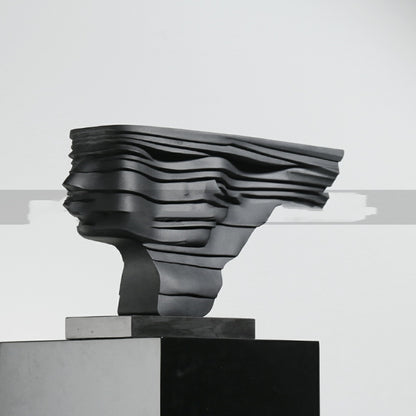 Figura abstracta moderna, escultura negra de doble cara, decoración, adorno suave