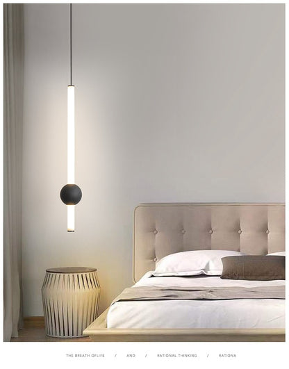 Candelabro de noche para dormitorio minimalista, lámpara en hilo para colgar, mesita de noche moderna y minimalista, LED, lámparas de ambiente creativas