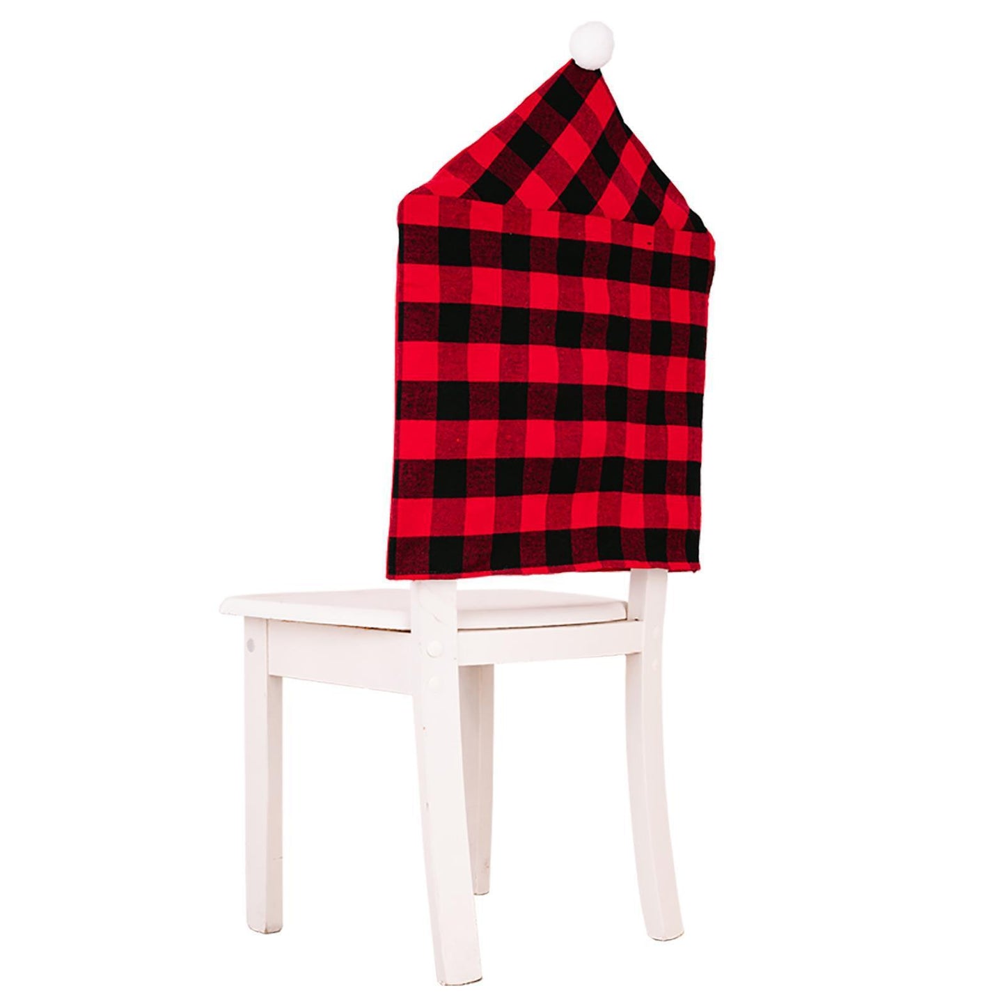 Christmas Season New Home Decorations Red Black Plaid Ribbon White Fur Ball Chair Cover