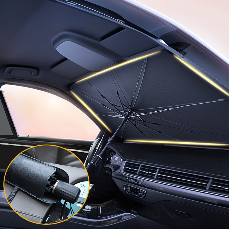 Foldable Car Windshield Sunshade Umbrella, Keep Vehicle Cool, Block UV Rays Protect Car Interior, Easy To Store And Use Heat Reduction, UV Protection, Easy Install - Universal Fit, Durable Material