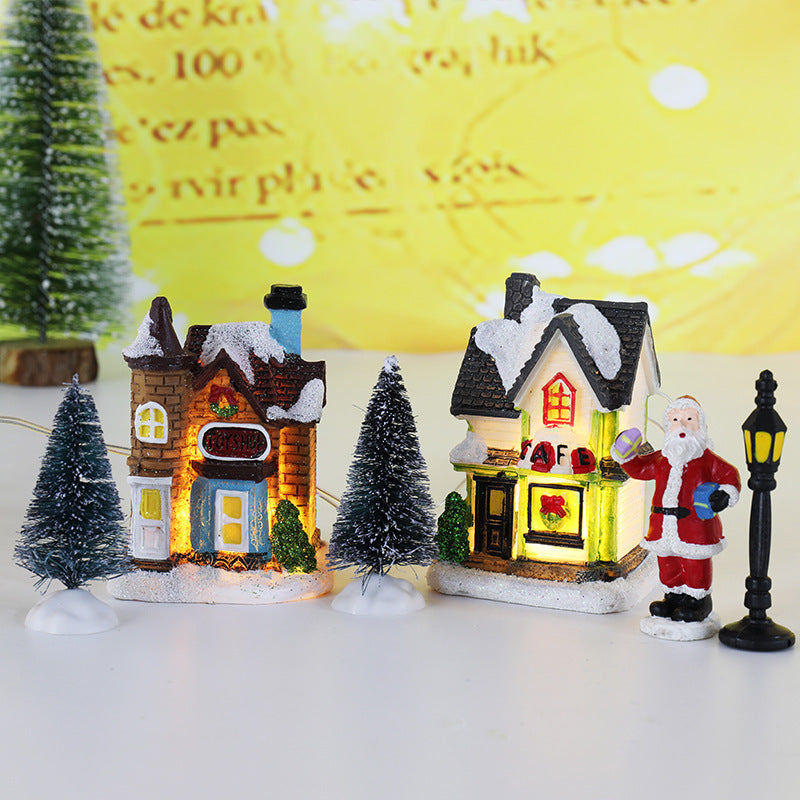 Christmas Decorations Resin Small House Micro Landscape Ornaments