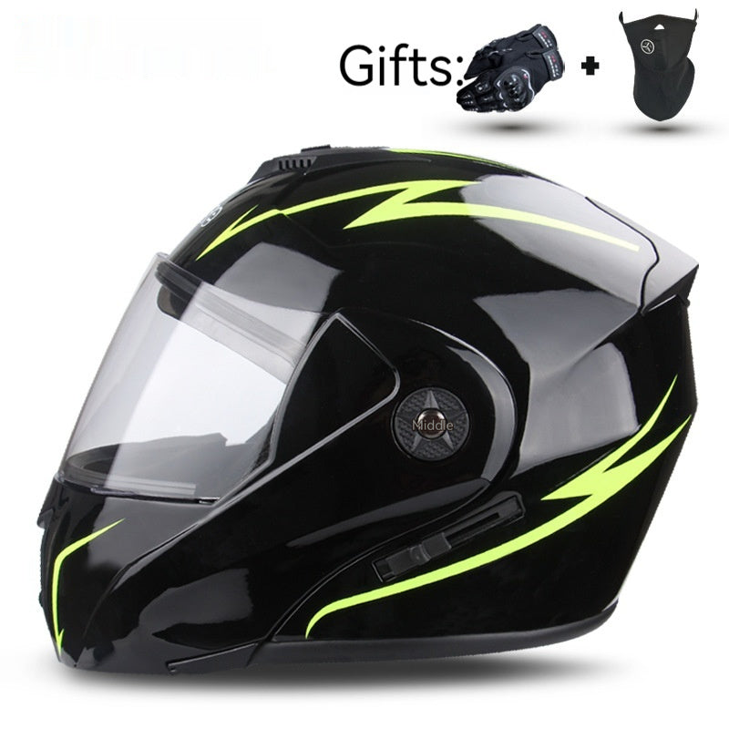 Casco de motocicleta para hombres y mujeres expuestos con doble lente de motocicleta eléctrica