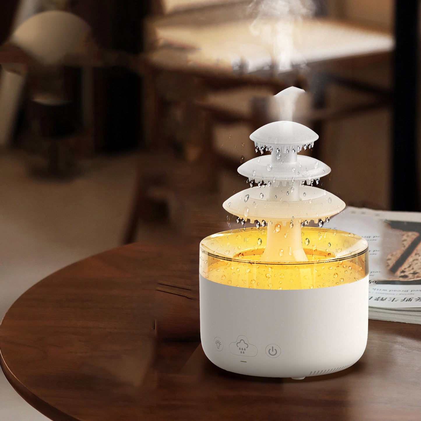 Nuevo Humidificador de aire de lluvia en la nube, difusor de aromaterapia de aceite esencial, humidificador de aire de niebla silencioso USB con luz colorida