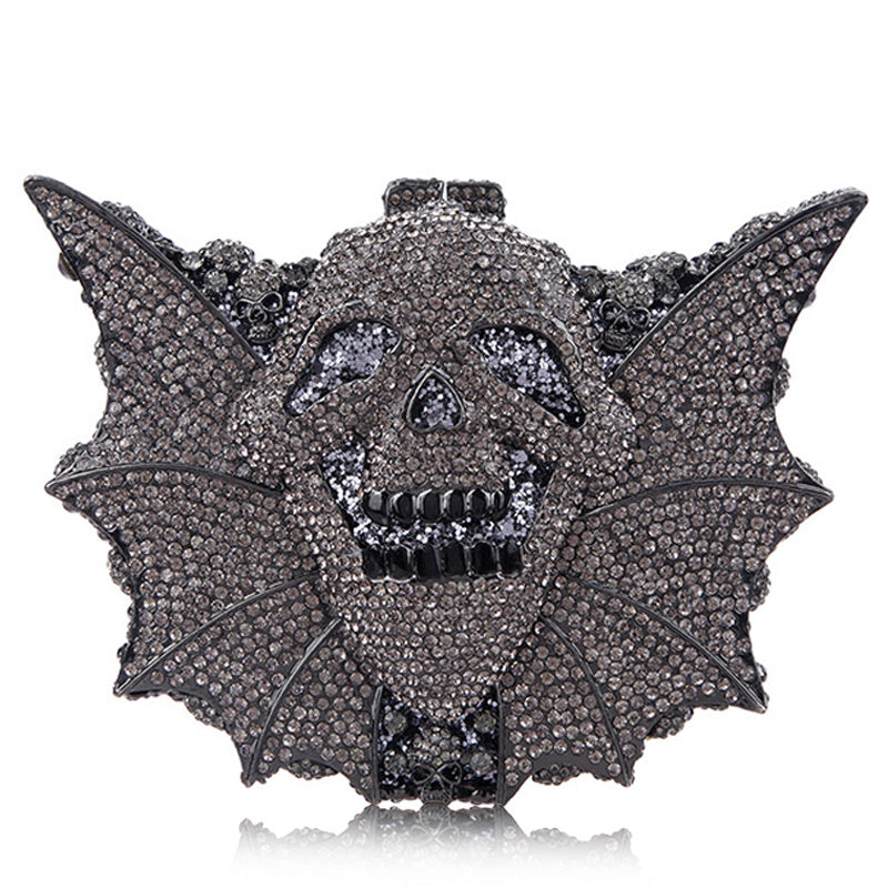 Sac à main Halloween Crystal pour femme Motif crâne et chauve-souris