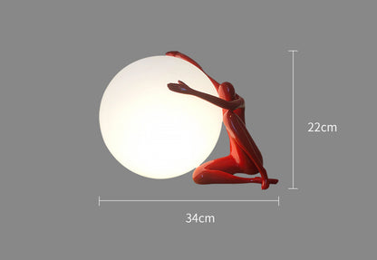 Creative Personality Bedside Lamp Round Ball Net Red Humanoid Sculpture Moon Table Lamp