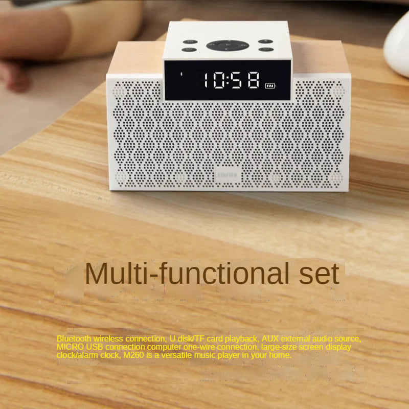 M260 Altavoz Bluetooth inalámbrico Reloj despertador inteligente Hogar de madera