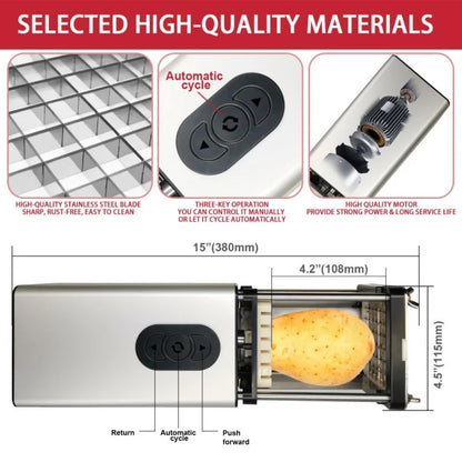 Utensilio de cocina, cortador eléctrico de patatas fritas con cuchillas, acero inoxidable, verduras, patatas, zanahorias para el hogar comercial