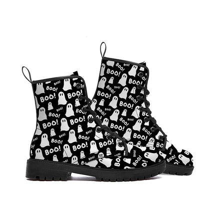 Botas con estampado de dibujos animados de Halloween para mujer