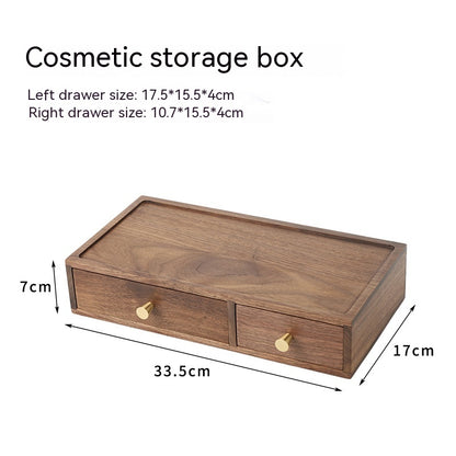 Solid Wood Cosmetics Storage Box Organizing Makeup Brush Drawer Rack