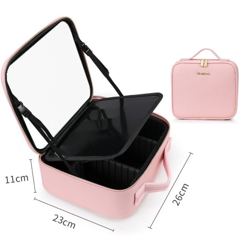 Trousse à cosmétiques LED intelligente avec miroir, sac à cosmétiques de grande capacité, sac de rangement Portable à la mode, sacs de maquillage de voyage