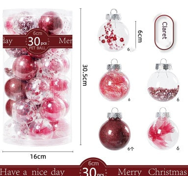 Paquete de 30 bolas de plástico transparente para decoración de árboles de Navidad