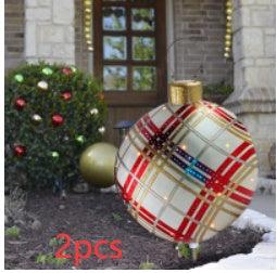 Boule de décoration de Noël en PVC pour l'extérieur 60 cm, boule gonflable décorée en PVC, grosses boules géantes pour décorations d'arbre de Noël, boule de jouet