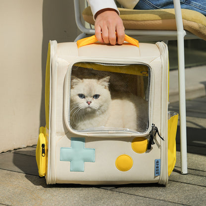 Consola de juegos, bolsa de Gato de estilo Retro, mochila portátil, plegable, gran capacidad, nido de viaje para perros y gatos