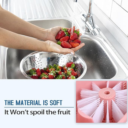 Appareil de nettoyage de fruits, machine à laver les fruits et légumes avec couvercle, essoreuse à fruits avec brosse, épurateur de fruits portable, lavage des fruits à 720 degrés