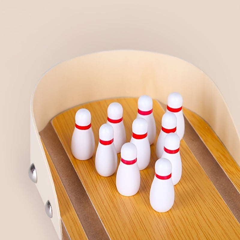 Mini jeu de bowling de table - Planche en bois - Mini arcade de bureau - Petit bowling - Allée de tir - Bureau - Gadgets anti-stress - Jouets pour petits doigts - Cadeaux gag pour hommes, femmes, enfants, adolescents, garçons