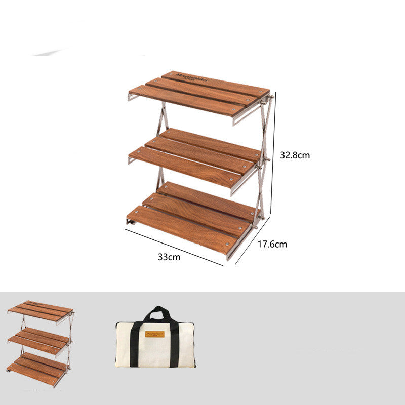 Outdoor Camping Rack Portable Three-tier Rack Easy To Carry Foldable Picnic Camping Barbecue Folding Table