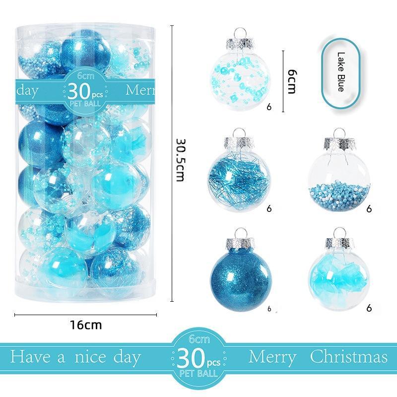 30 Pack Christmas Transparent Plastic Ball Tree Decorations