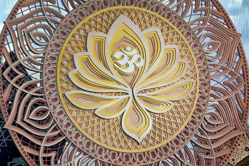 Mandala de madera obra de arte Kundalini Yoga Zen salón de té pintura decorativa