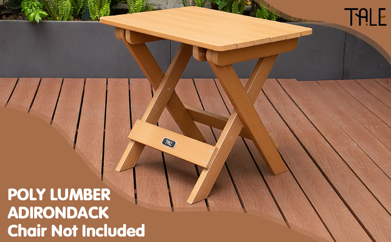 TALE Adirondack Table d'appoint pliante portative carrée, table en bois en plastique résistant aux intempéries et à la décoloration, parfaite pour le jardin extérieur, la plage, le camping, les pique-niques, Ban Amazon