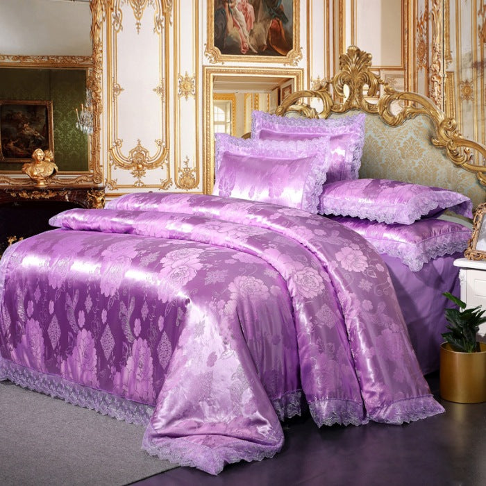 European Style Satin Embroidery Modal Jacquard Cotton Four-piece Cotton Tencel Wedding Quilt Cover Bed Sheet