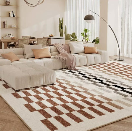 Tapis de salon en damier, coussin de sol pour chambre à coucher, canapé, Table basse, couverture résistante à la saleté