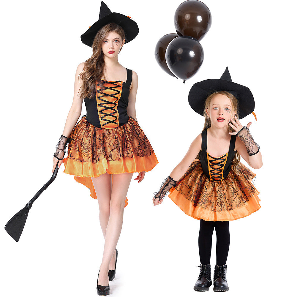 Déguisement d'Halloween en maille camisole sorcière multicolore fête rassemblement performance costume