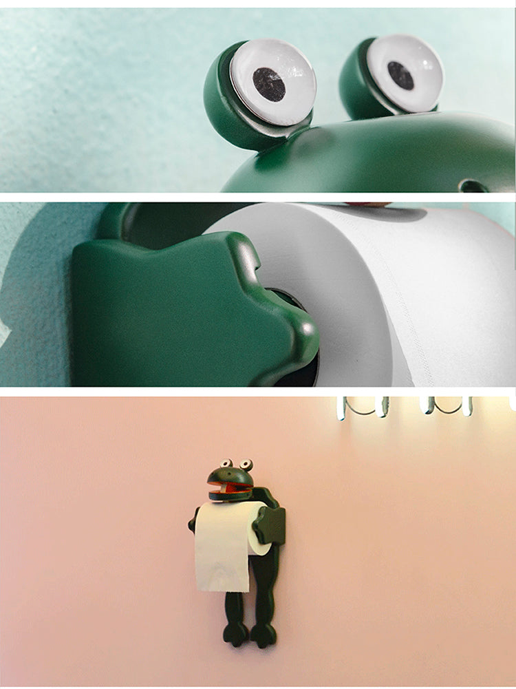 Quack Porte-rouleau de papier Grenouille Porte-mouchoirs Toilettes en bois massif