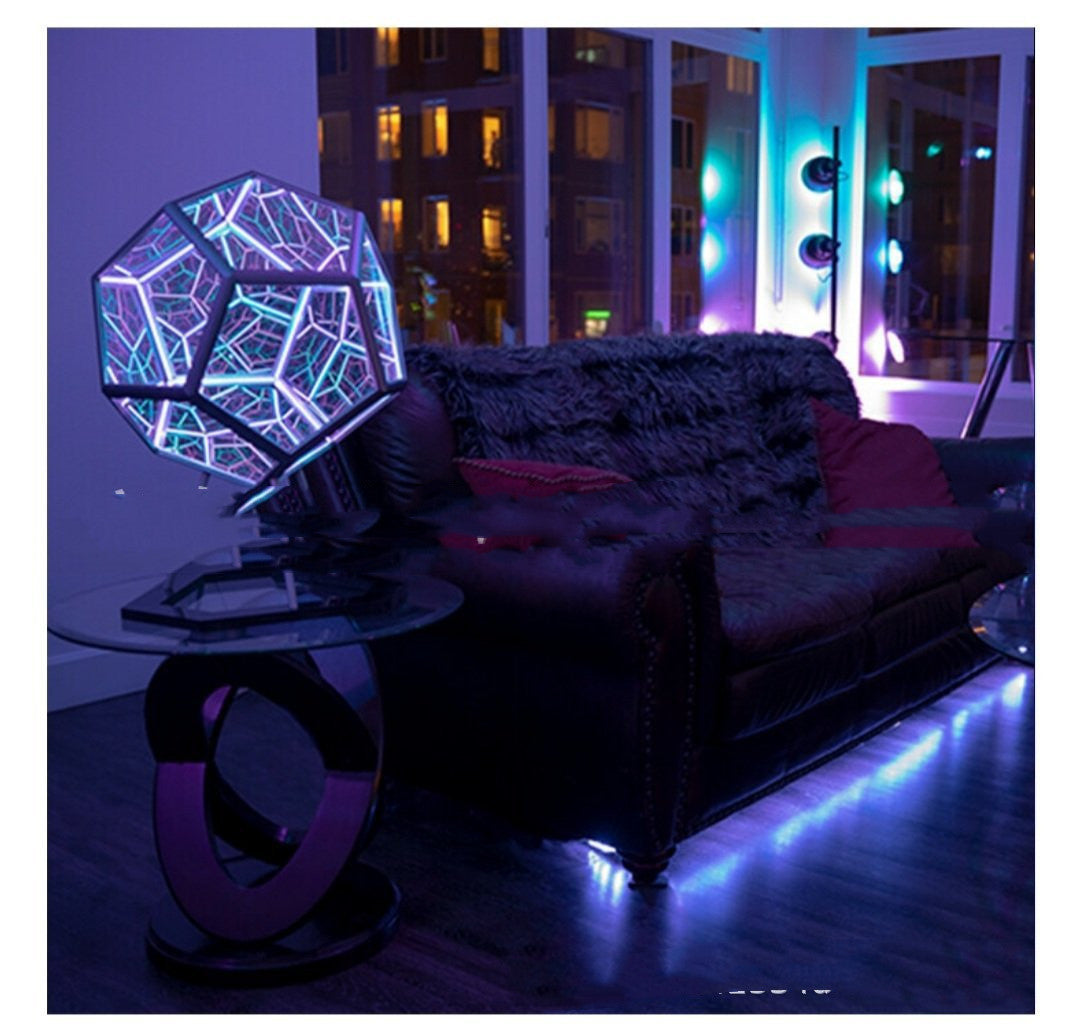 Night Light Creative And Cool Infinite Dodecahedron Color Art Light Children Bedroom Led Luminaria Galaxy Projector Table Lamp