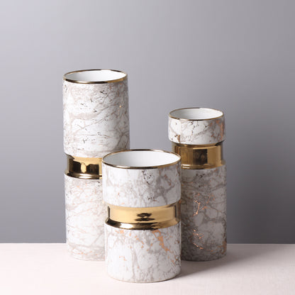 New Chinese Creative Texture Ceramic Light Luxury Vertical Cylinder Wide Diameter Decoration