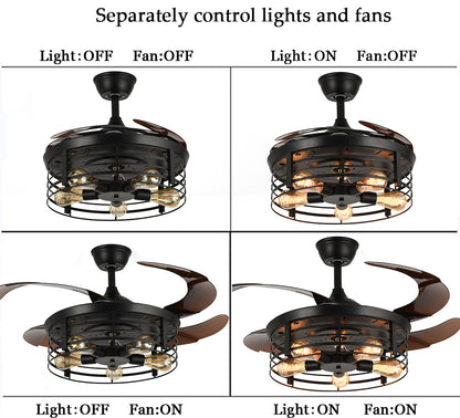 Lampe de ventilateur rétro américaine intégrée à vent industriel