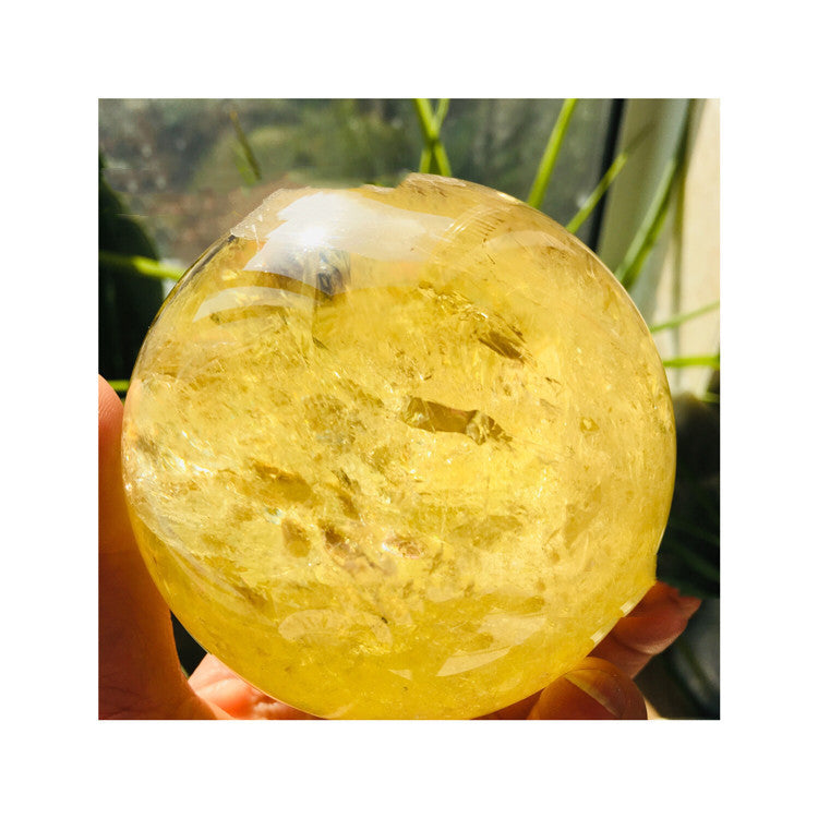 Citrine Ball Decoration Rough Stone Polished Home Office