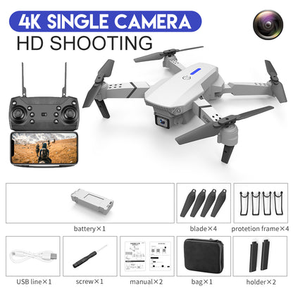 Drone E88 pour photographie aérienne HD 4K, double caméra, jouet d'avion télécommandé