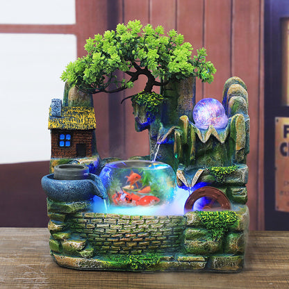 Humidificador creativo para pecera con paisaje acuático de escritorio