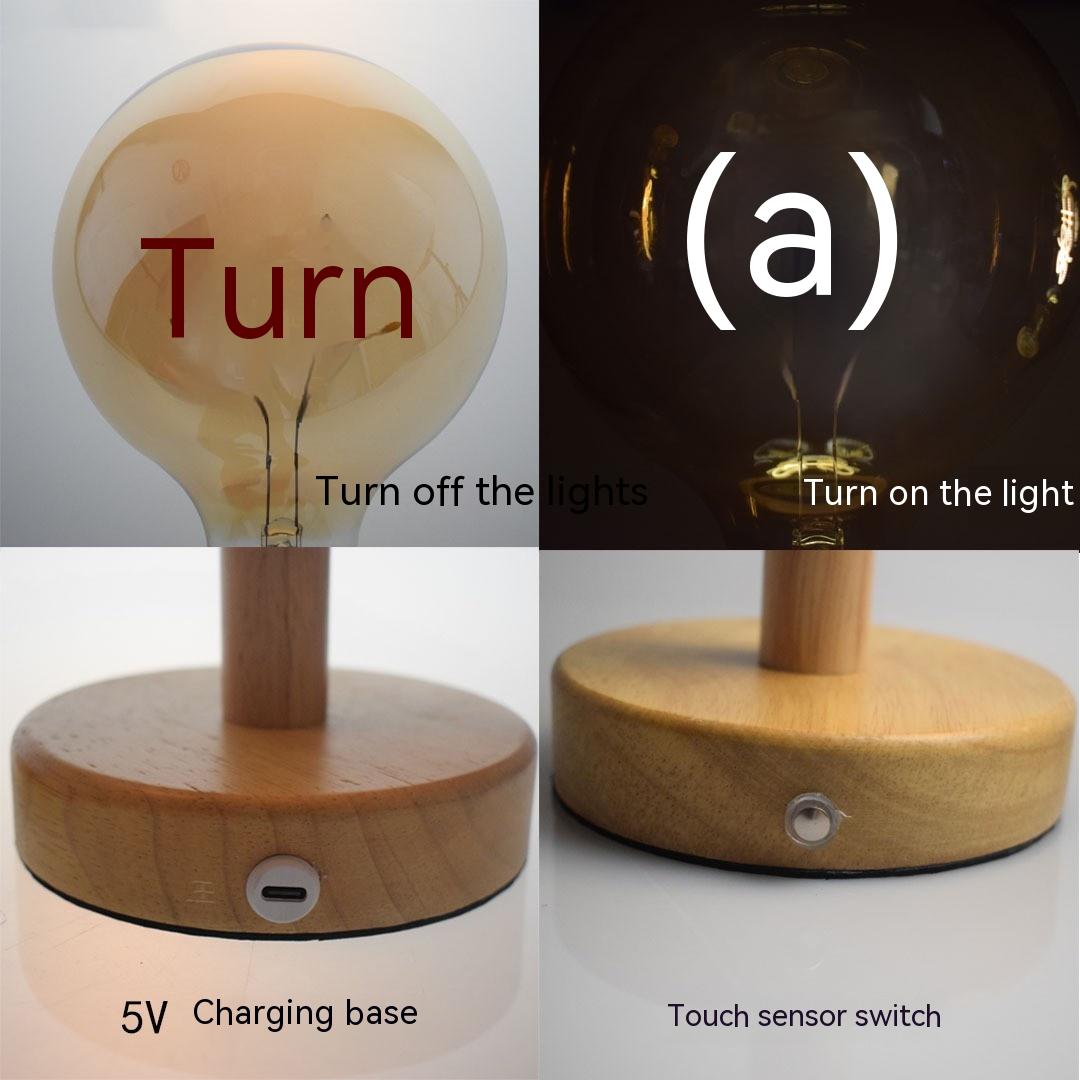 Bombilla con base de madera maciza Favores de boda Lámpara de carga