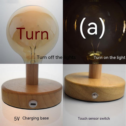 Bombilla con base de madera maciza Favores de boda Lámpara de carga